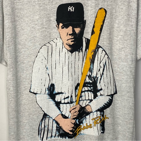 Vintage 1991 Babe Ruth Men’s Heather Gray Single Stitch T Shirt Made In USA XL - Picture 4 of 8